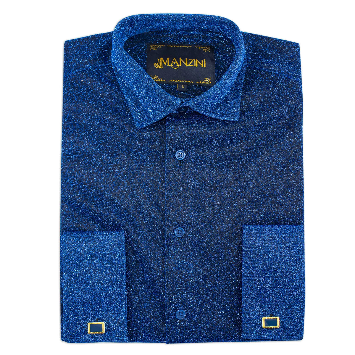 Royal Blue Sparkle Dress Shirt with Cufflinks — DOLCE VESTA
