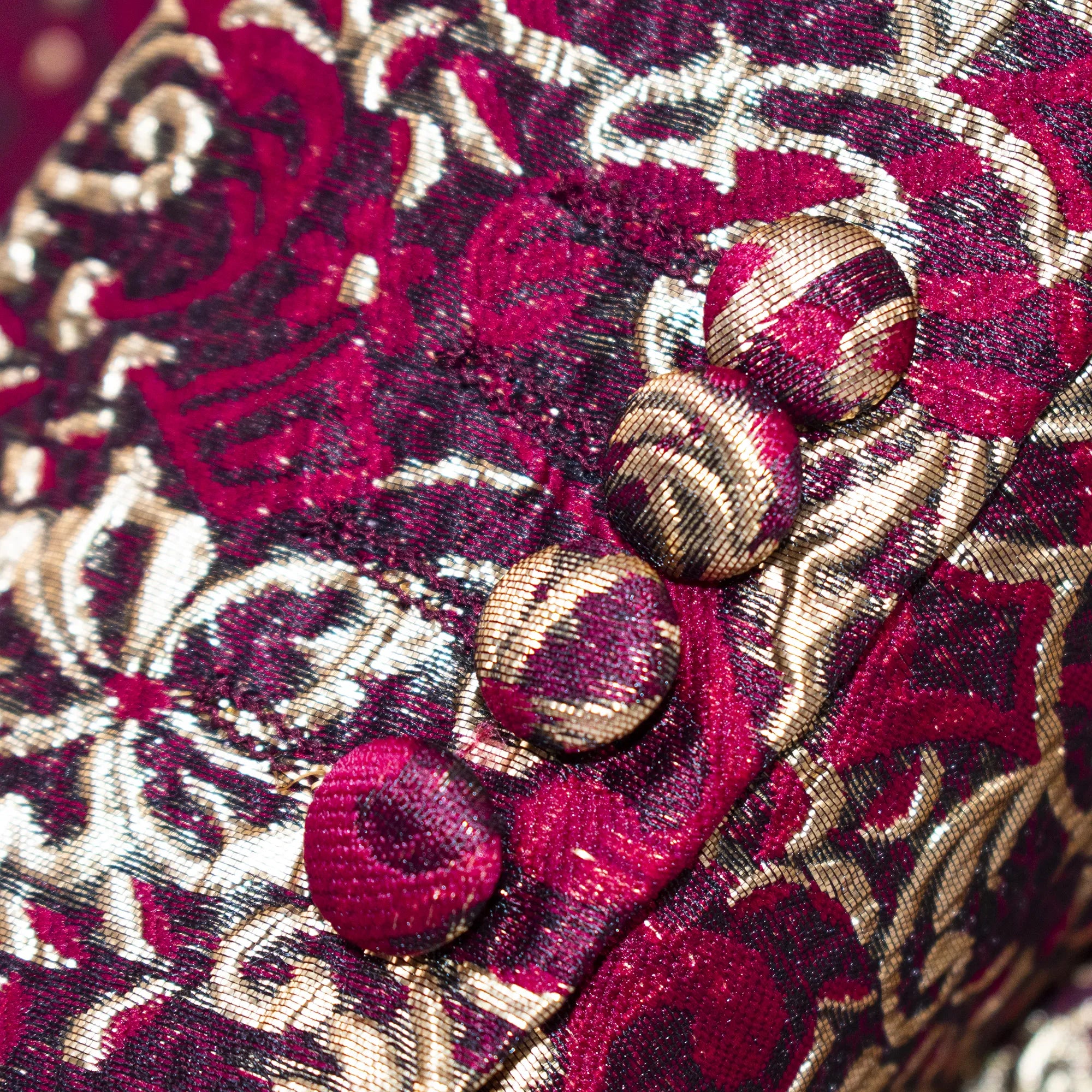 Burgundy Baroque Men's Embroidered Modern-Fit Jacket - Button Cuffs