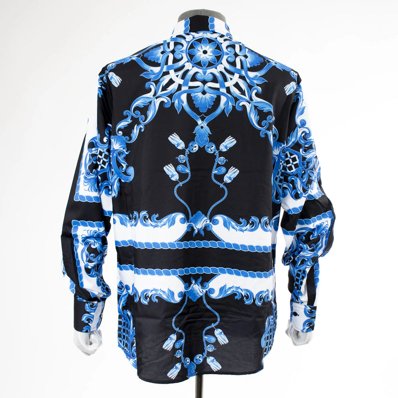 Blue Designer Rhinestone Dress Shirt