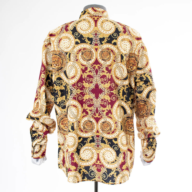 Burgundy Rhinestone Spirals Regular-Fit Dress Shirt