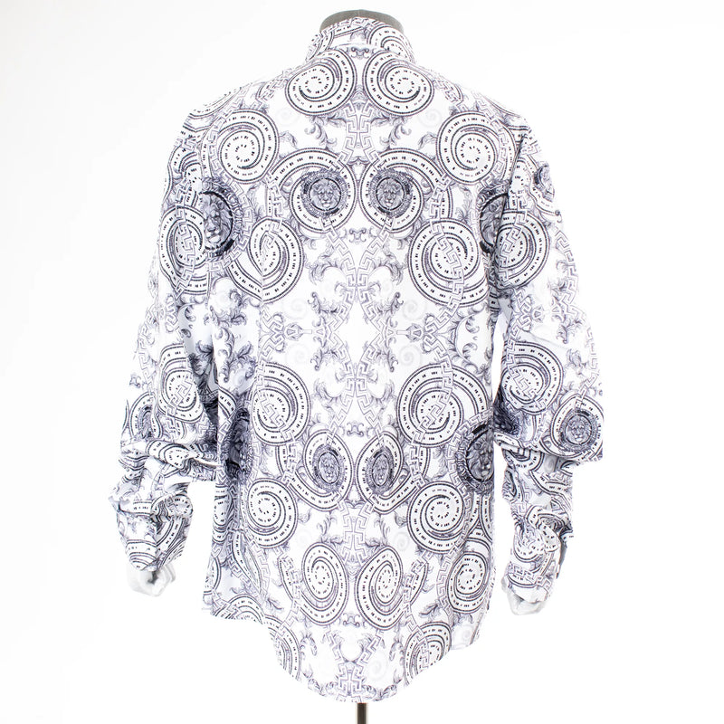 White Rhinestone Spirals Regular-Fit Dress Shirt