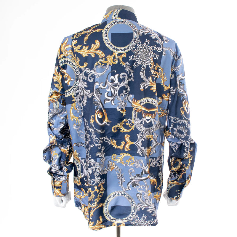 Sky Blue Provencal Baroque Rhinestone Dress Shirt