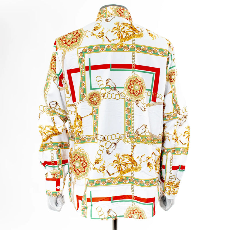 White Mediterranean Bloom Dress Shirt