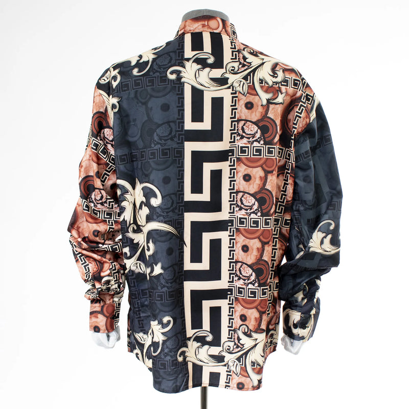 Khaki Mediterrean Designer Rhinestone Regular-Fit Dress Shirt