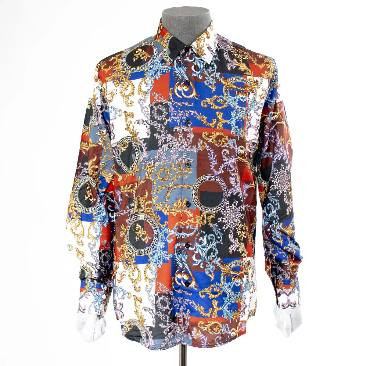 Red Designer Rhinestone Regular-Fit Dress Shirt — DOLCE VESTA