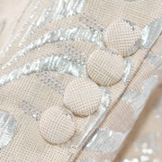 Men's Cream Scroll Motif Slim-Fit Jacket - Button Cuffs