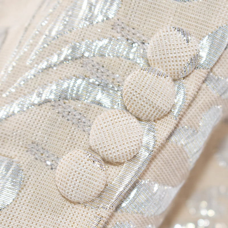 Men's Cream Scroll Motif Slim-Fit Jacket - Button Cuffs