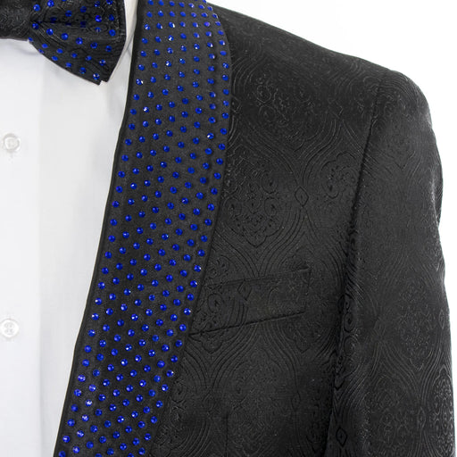Men's Black And Blue Rhinestone Tuxedo Dinner Jacket