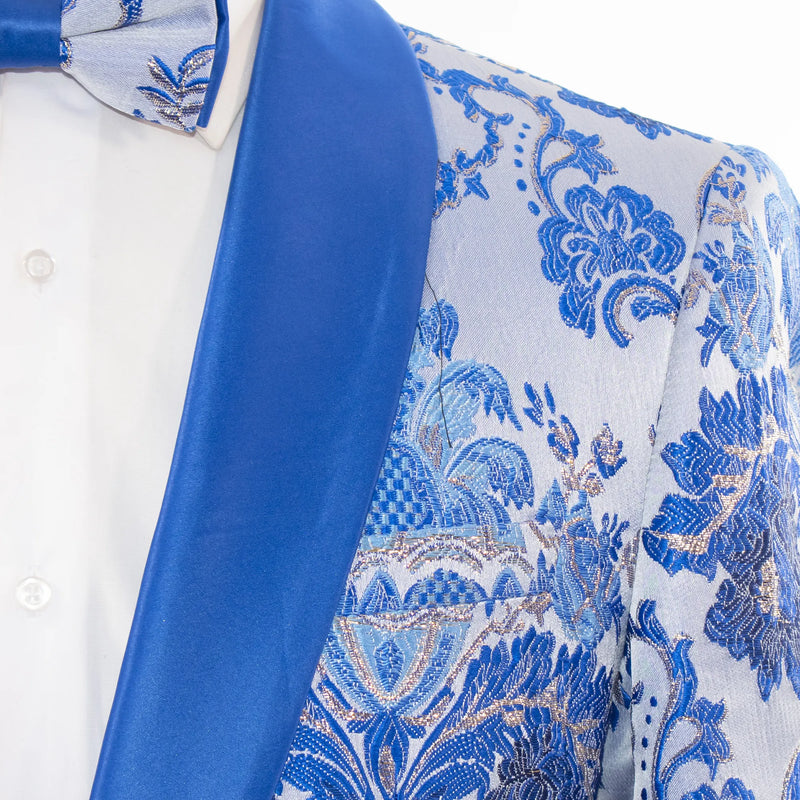 Men's Sky Blue Floral Embroidered Jacket