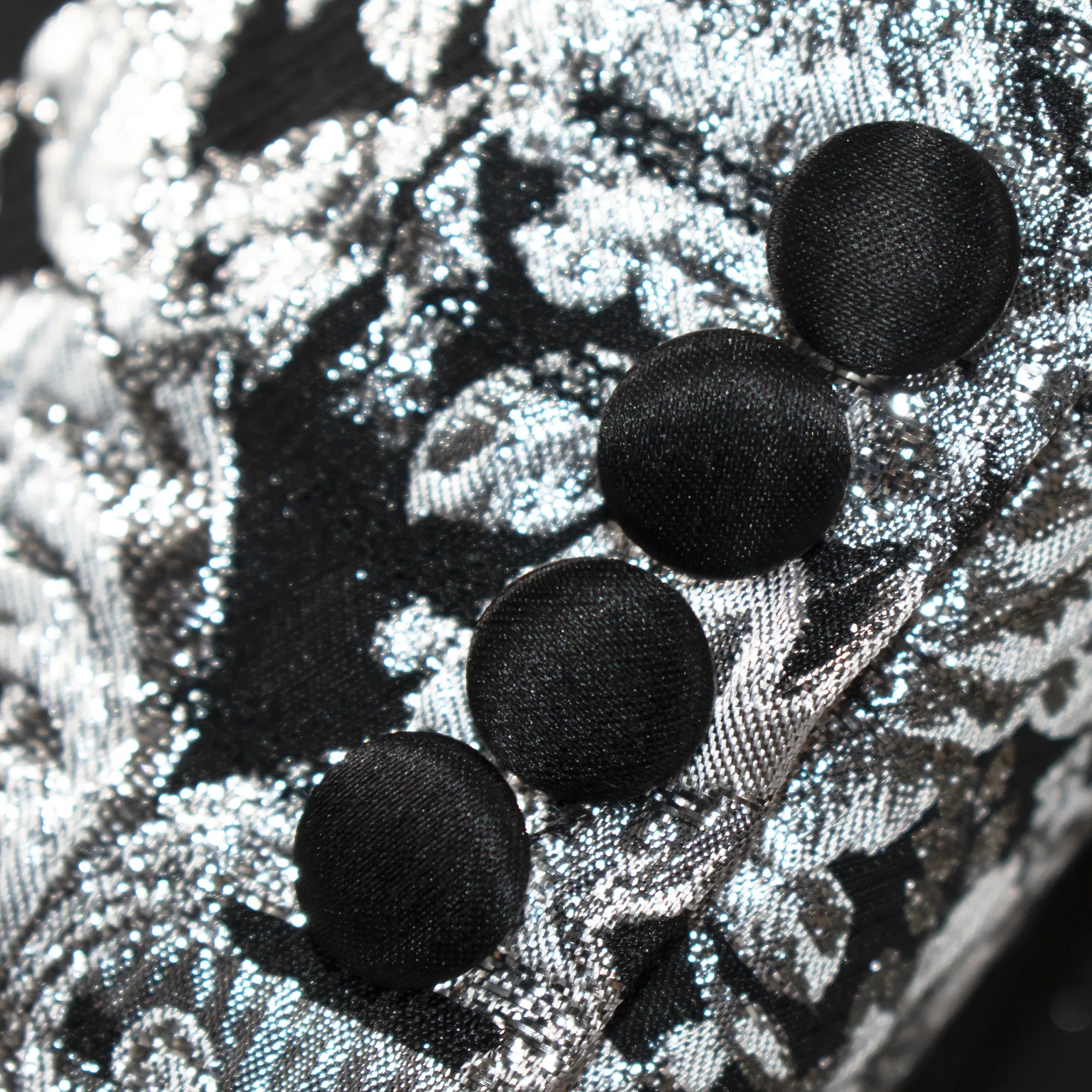 Black And Silver Damask Slim-Fit Jacket With Peak Lapels