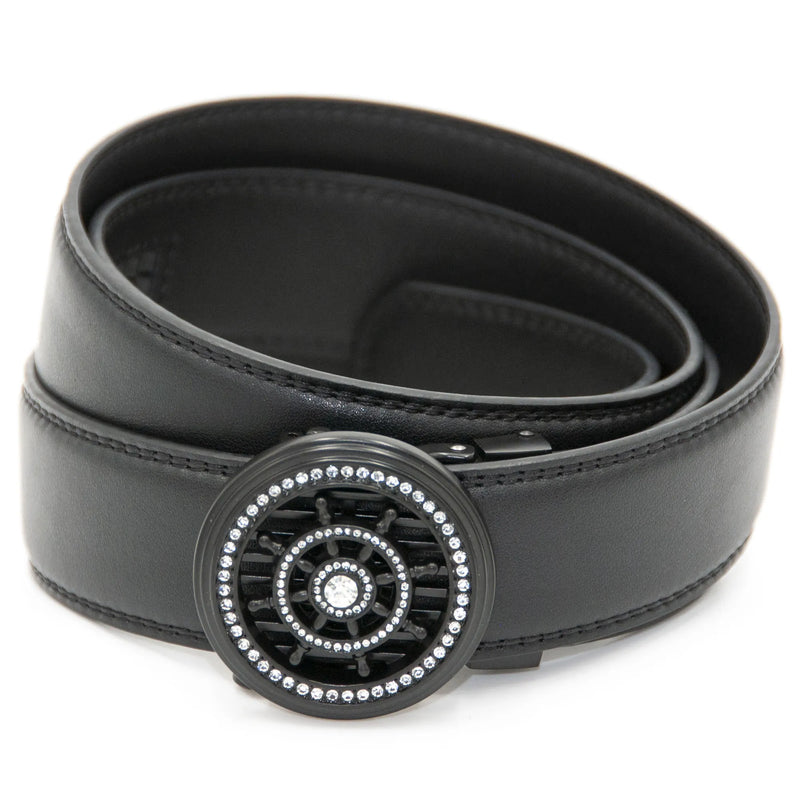 Black Ship Wheel Spinner Belt Buckle