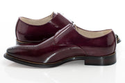 Men's Burgundy Single-Strap Monk Strap Dress Shoe With Medallion Toe