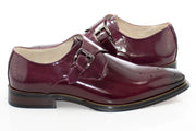 Men's Burgundy Single-Strap Monk Strap Dress Shoe With Medallion Toe