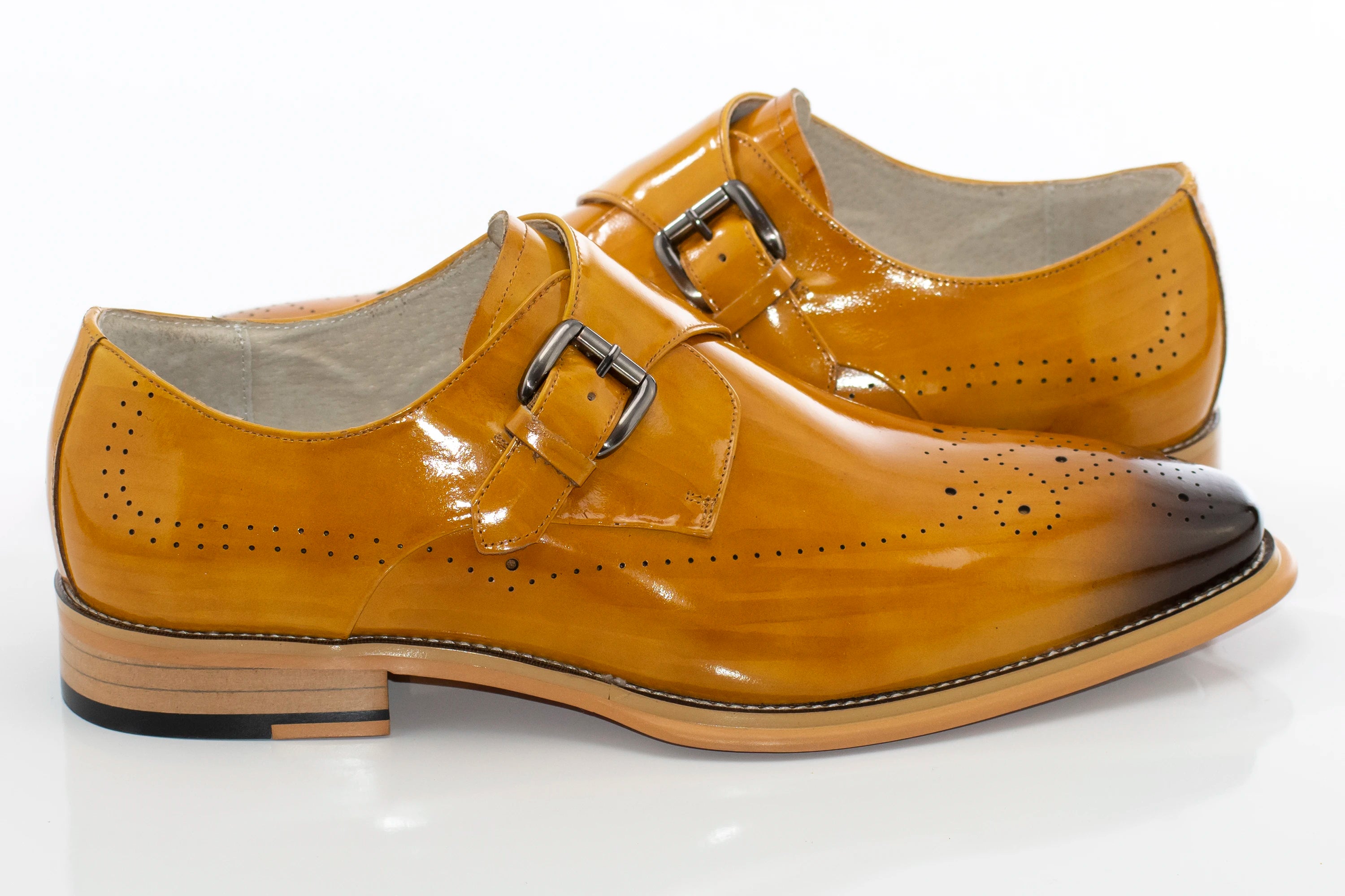 Men's Scotch Brown Single-Strap Monk Strap Dress Shoe With Medallion Toe