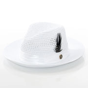 Men's White Feather Plumed Fedora