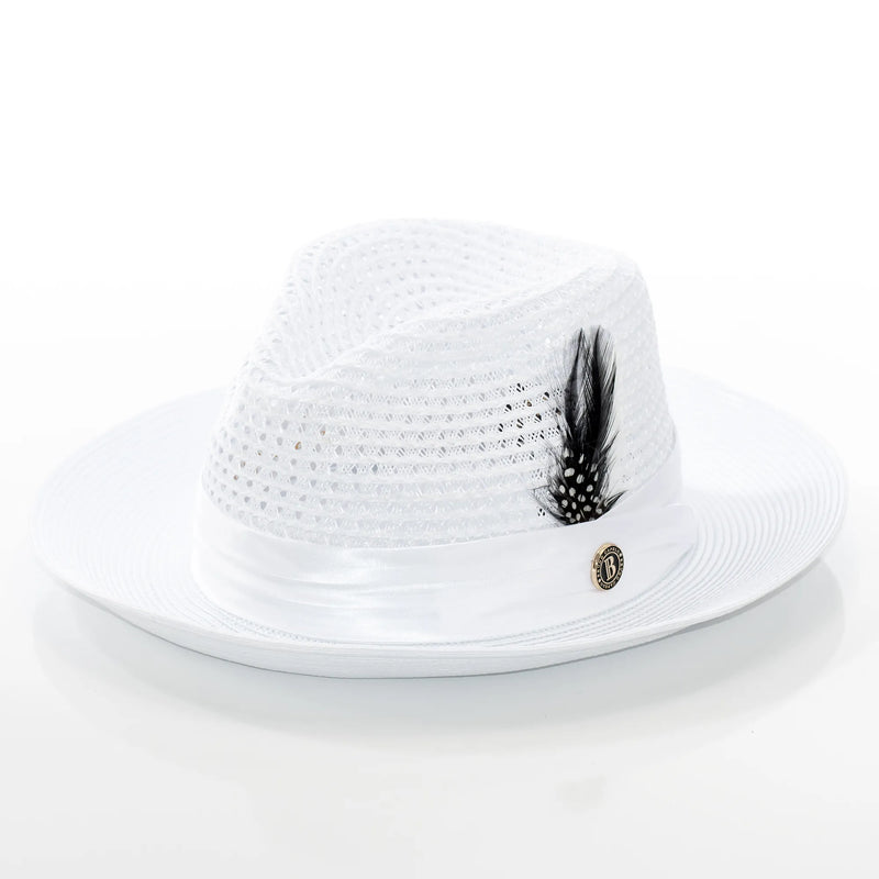 Men's White Feather Plumed Fedora