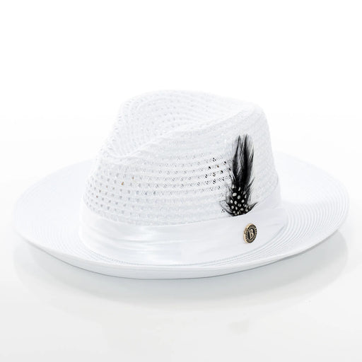Men's White Feather Plumed Fedora