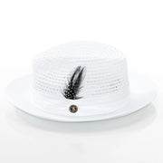 Men's White Feather Plumed Fedora