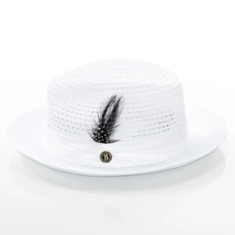Men's White Feather Plumed Fedora