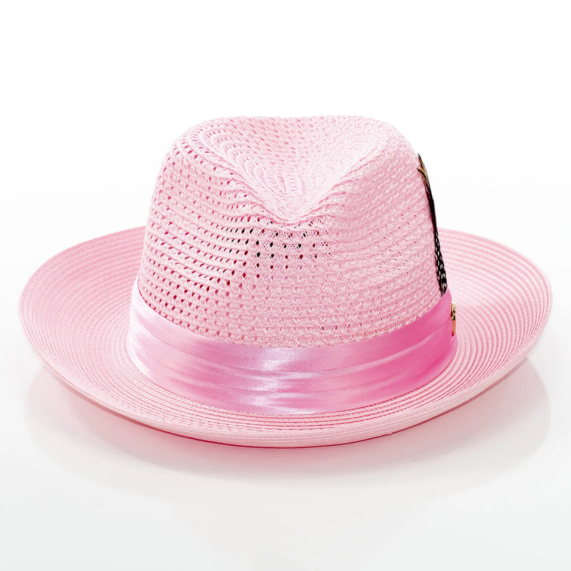 Men's Pink Feather Plumed Fedora
