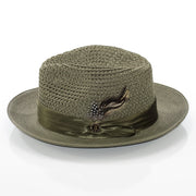 Men's Olive Green Feather Plumed Fedora