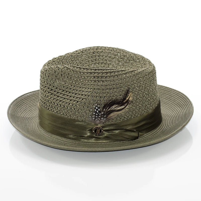 Men's Olive Green Feather Plumed Fedora