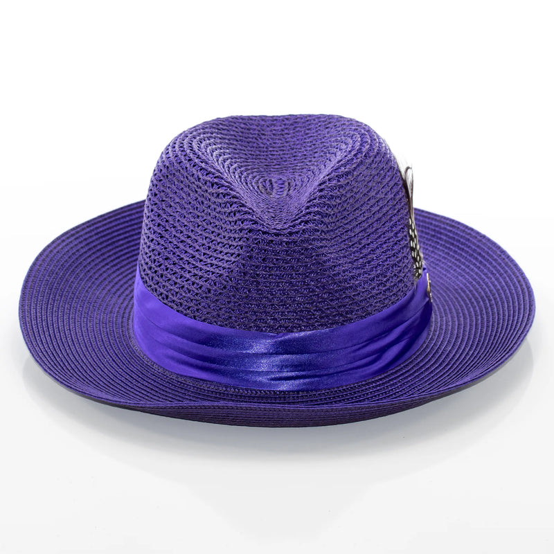 Men's Purple Feather Plumed Fedora