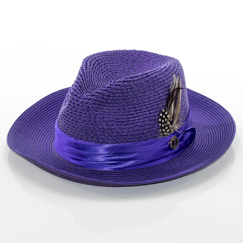 Men's Purple Feather Plumed Fedora