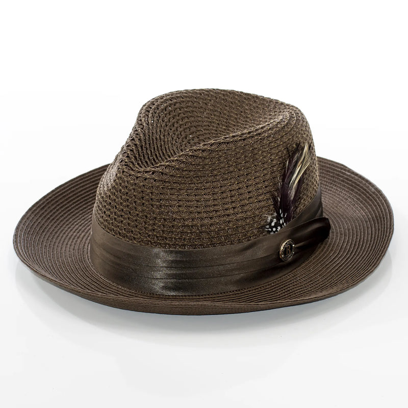 Men's Chocolate Brown Feather Plumed Fedora