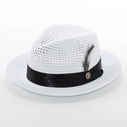 Men's White Feather Plumed Fedora