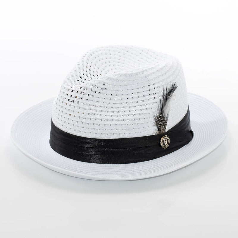 Men's White Feather Plumed Fedora