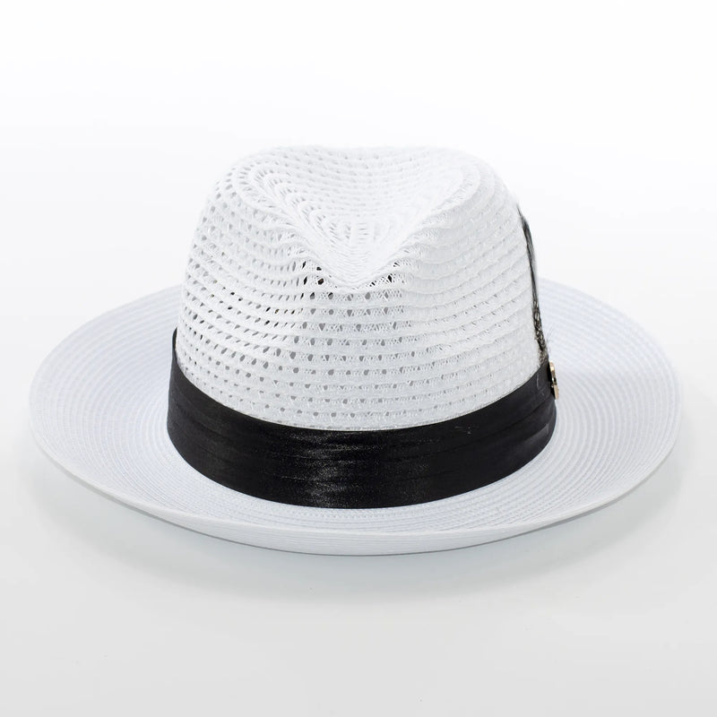 Men's White Feather Plumed Fedora