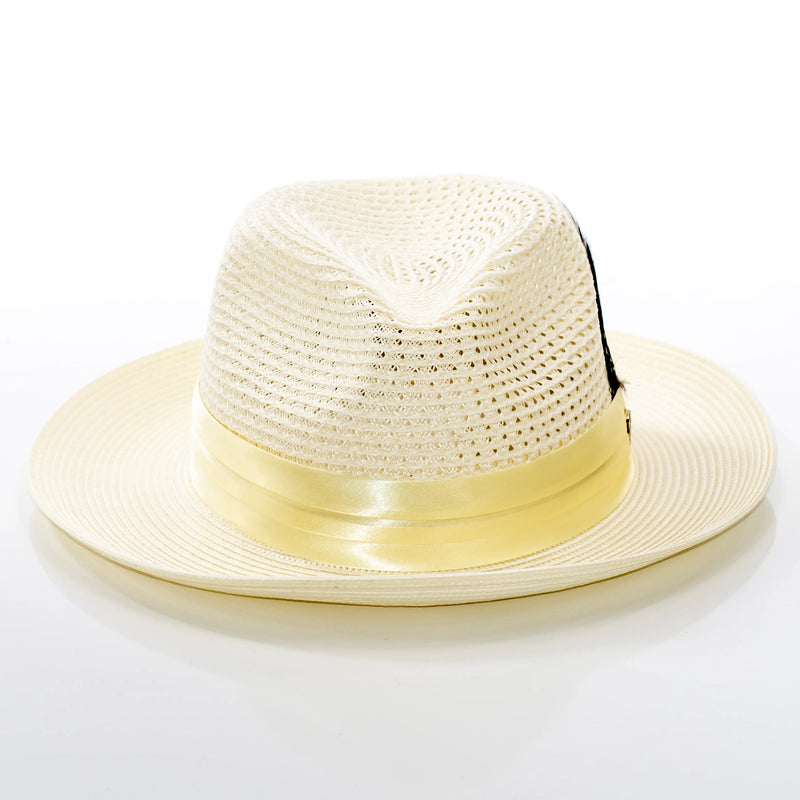 Men's Ivory White Feather Plumed Fedora