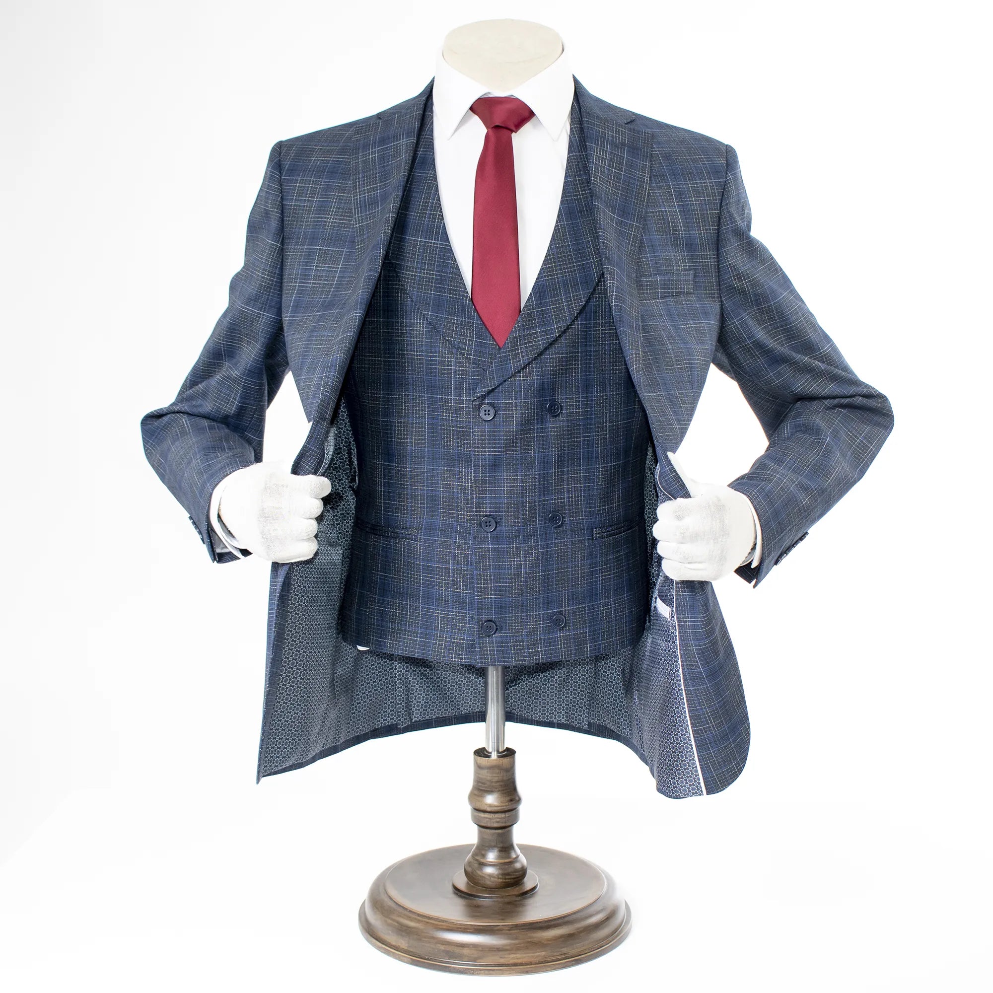 Navy Plaid 3-Piece Slim-Fit Suit