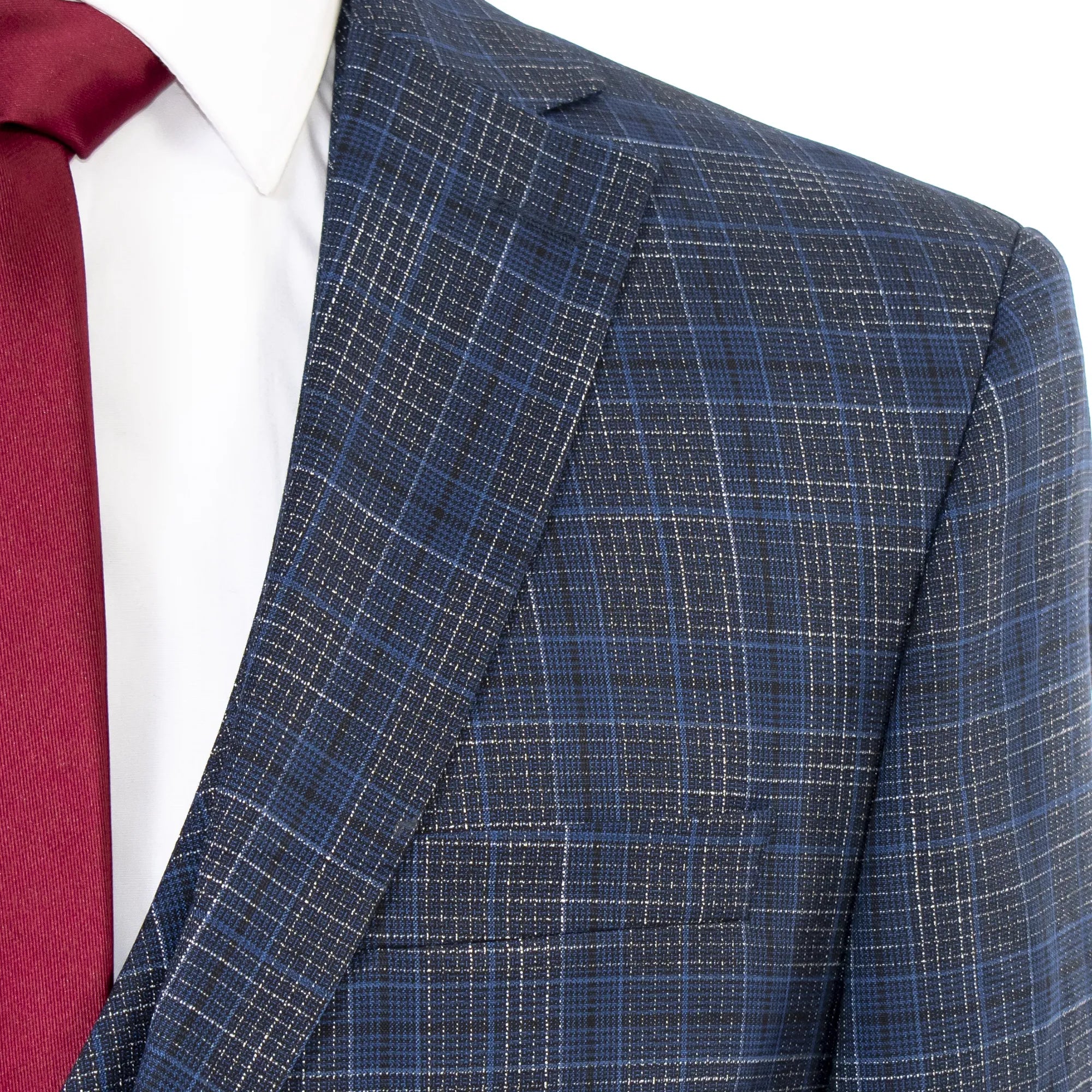 Navy Plaid 3-Piece Slim-Fit Suit