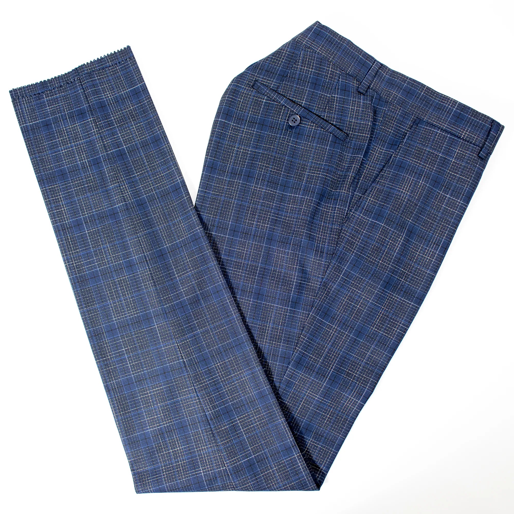 Navy Plaid 3-Piece Slim-Fit Suit