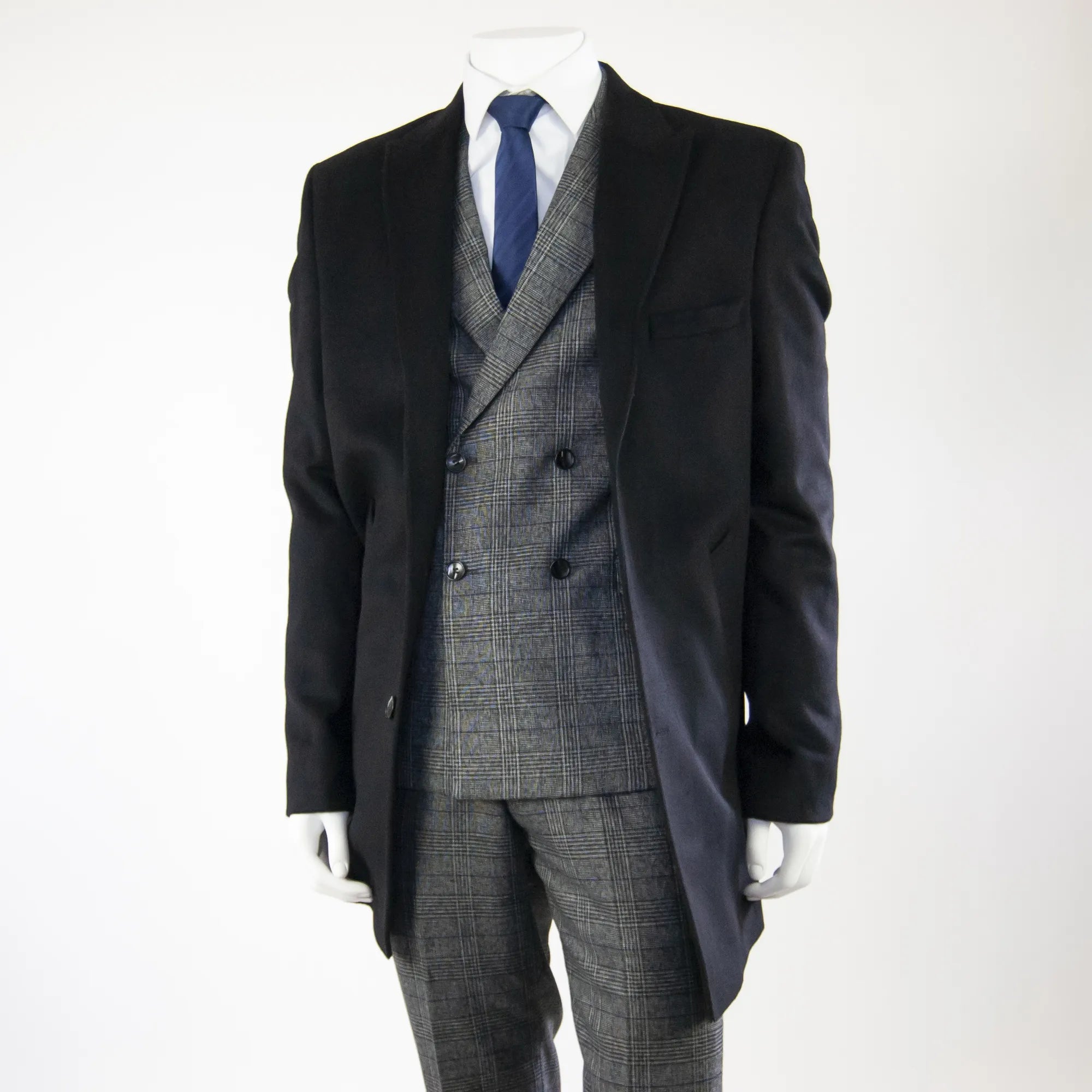 Black Wool-Feel Slim-Fit Overcoat