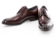 Men's Chestnut Brown Derby-Lace Dress Shoe With Medallion Toe