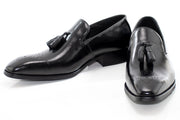 Men's Black Tassel Dress Loafer With Medallion Toe