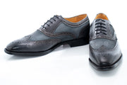 Men's Gray Vintage Oxford-Lace Dress Shoe With Medallion Toe