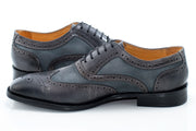Men's Gray Vintage Oxford-Lace Dress Shoe With Medallion Toe