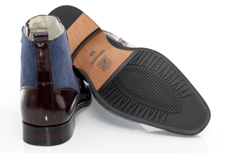 Black Leather And Tweed Spat Boot - Back, Sole