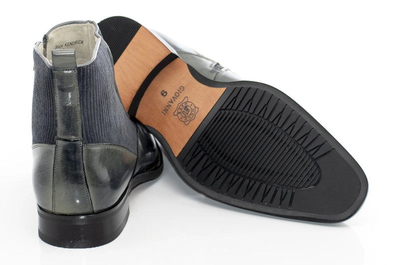 Gray Leather Spat Boot - Back, Sole