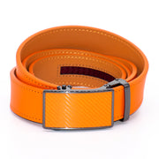 Men's Textured Square Orange Leather Belt