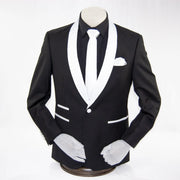 Men's White And Black 2-Piece Slim-Fit Tuxedo -  Front Closure