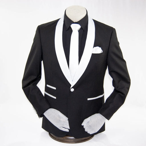 Men's White And Black 2-Piece Slim-Fit Tuxedo -  Front Closure