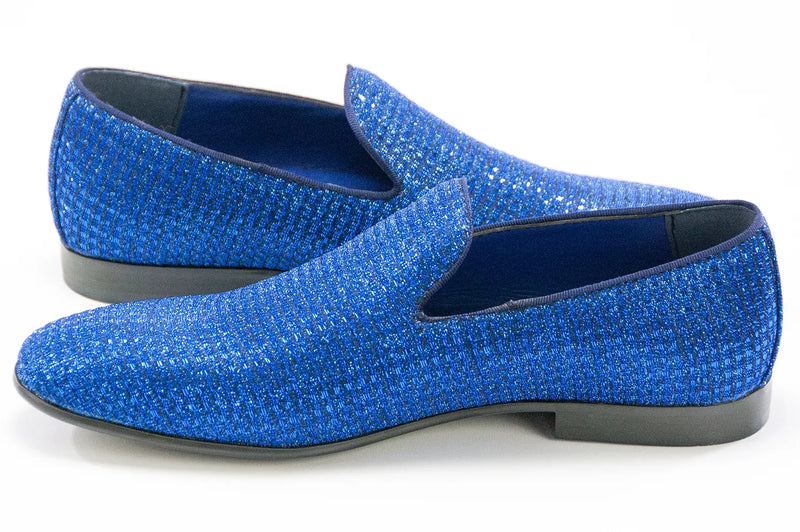 Royal Blue Glitter Smoking Loafer