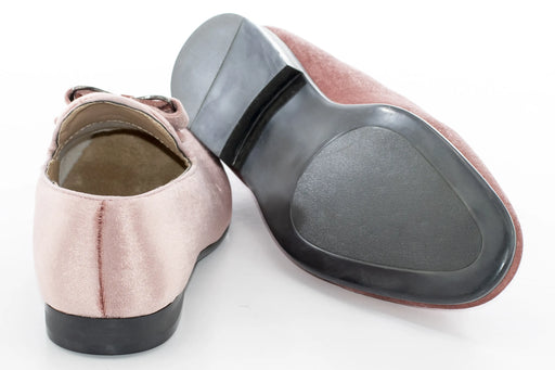 Dusty Rose Velvet Smoking Loafer With Bow
