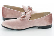 Dusty Rose Velvet Smoking Loafer With Bow