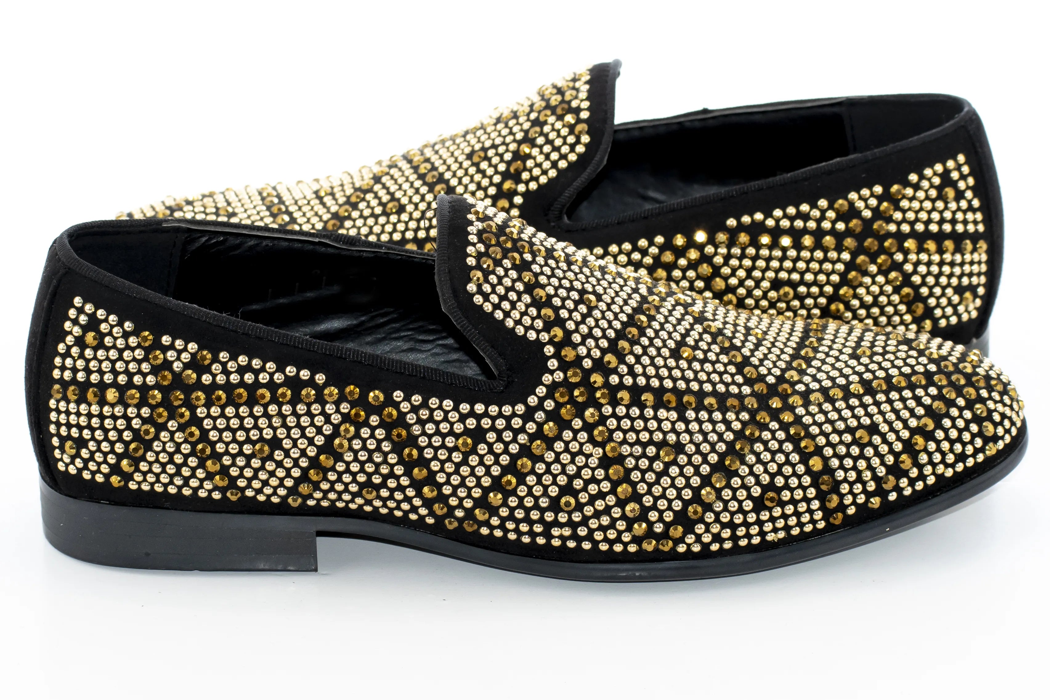 Black with Gold Studded Smoking Loafer